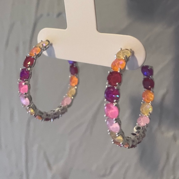 Bomb Party Jewel Candy - The Willhemina- Pink and Purple Drop Earrings - Picture 3 of 3